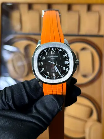 Patek Philippe Style Sports Watch with Orange Rubber Strap