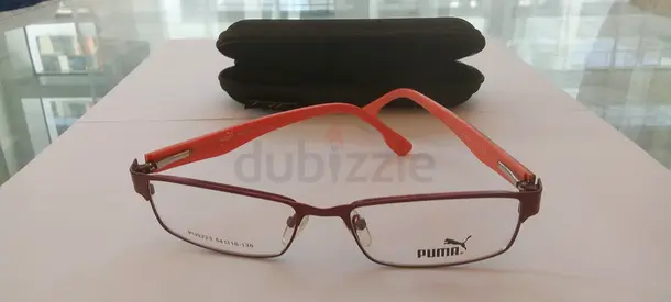 Puma prescription eyeglasses with hard case - slim rectangular frame