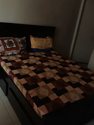 Single bed frame with mattress and bedding  big down side opening 2 drawers- good condition