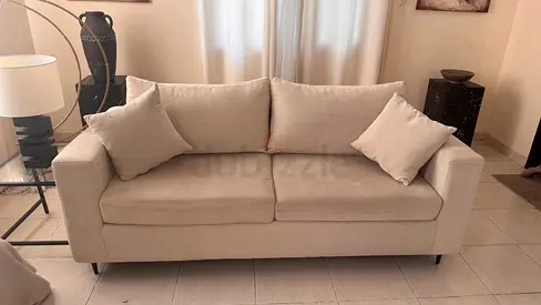 Beige 3-Seater Fabric Sofa (less than 6 months) 2 pieces