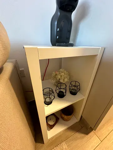 Simple white bedside side table - compact nightstand