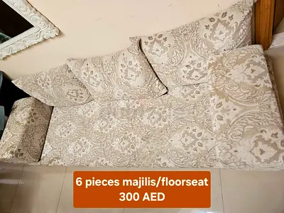 6-piece Majlis/Floor Seating Set - Beige Patterned, Good Condition