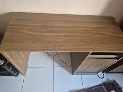 Compact wooden study desk with storage cabinet - good condition
