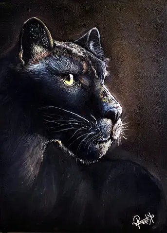 Original Oil Painting of a Black Panther — Signed