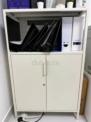 White Office Storage Cabinet with Lock