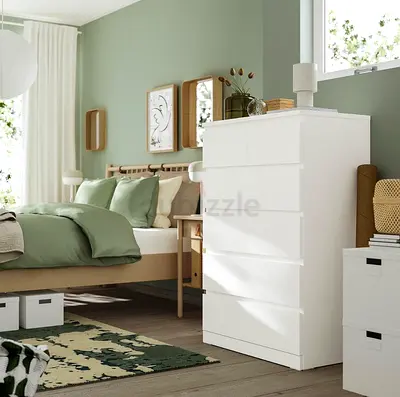 White 6-Drawer Tall Chest/Dresser in Good Condition