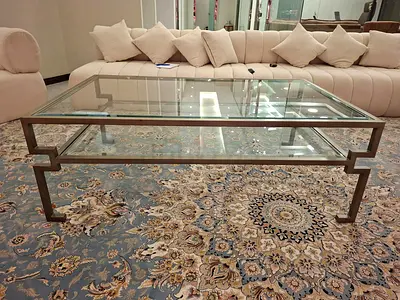Glass Top Coffee Table with Metal Frame