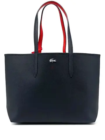 Lacoste Womens Black Tote Bag with Red-Trim Handles - Spacious Everyday Handbag