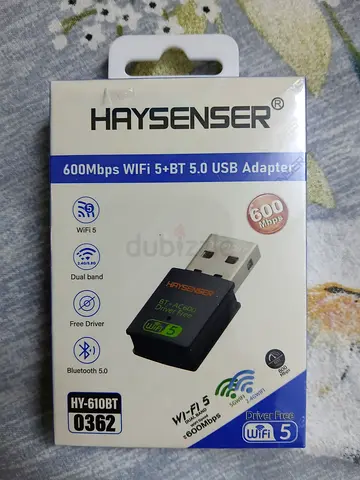 Haysenser USB WiFi 5 + BT 5.0 Adapter (600Mbps) - Brand New with delivery free on metro station50AED