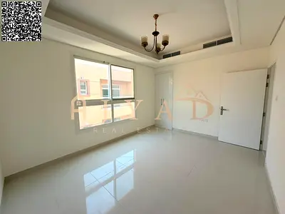 Brand-new first-tenant 3BR hall in Al Mowaihat 3: free month, built-in wardrobes, central AC, balcony, 3 baths, easy payments.