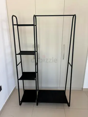 Minimalist Black Metal Open Wardrobe with Shelves