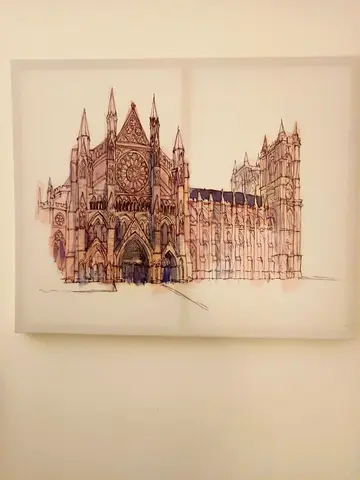 Framed Architectural Sketch Wall Art — Cathedral Print