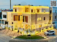 Villa in Al Yasmin Corner, three floors, 7 rooms, private pool, elevator, central air conditioning,