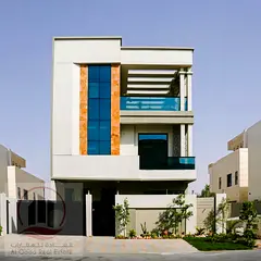 Luxury villa with rooftop terrace, private seating area, and private elevator in Ajman