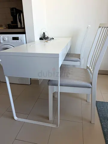White Dining Table with Matching Chairs - Compact Modern Set
