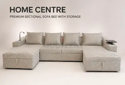 Modern Low-Profile Upholstered Double Bed with Side Shelves