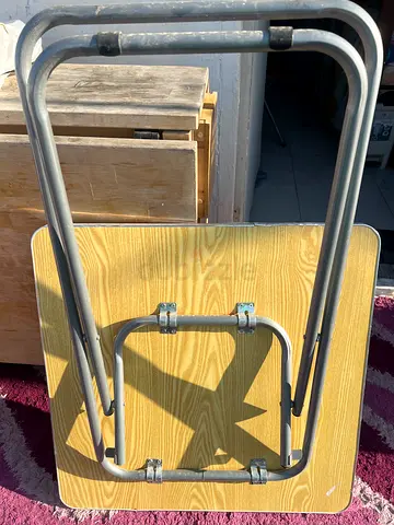 Folding Table with Metal Legs - Compact Wooden Top
