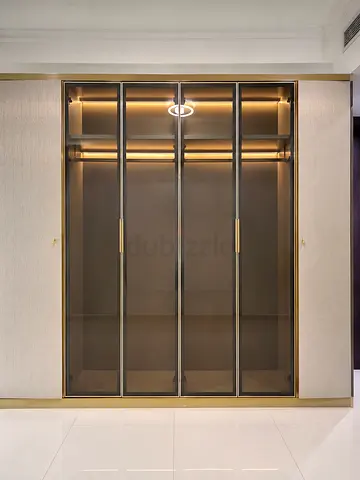 Built-in Glass Door Wardrobe with LED Lighting 6 Panels)