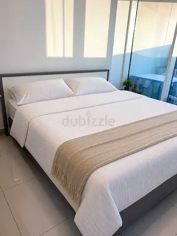 Minimalist King Bed Frame with Mattress (Gray) - Good Condition