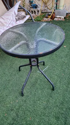 Glass Top Round Patio Bistro Table — Compact Outdoor Table