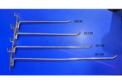 Set of Metal Slatwall/Display Hooks (20cm, 26cm, 30cm, 40cm) - Chrome.