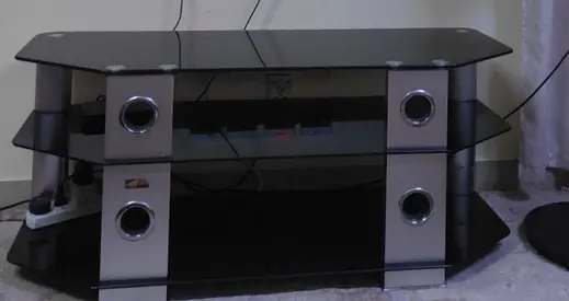 Glass and Metal TV Stand / Entertainment Unit - 3 Tiers