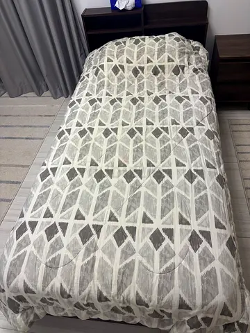 Single Bed Mattress with Geometric Cover and mattress  Good Condition