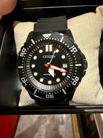 Citizen Automatic Diver-Style Mens Watch with Black Rubber Strap