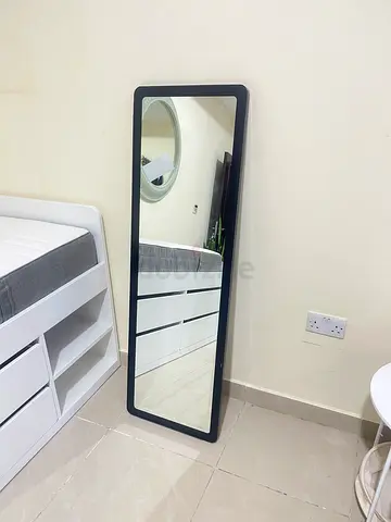 Full-Length Wall Mirror with Black Frame - Good Condition