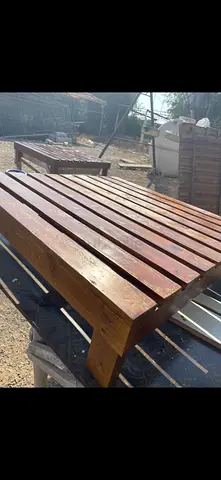 Solid Wooden Slatted Coffee Table - Outdoor/Patio Ready