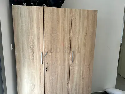 Three-Door Light Oak Wardrobe / Armoire — Good Condition
