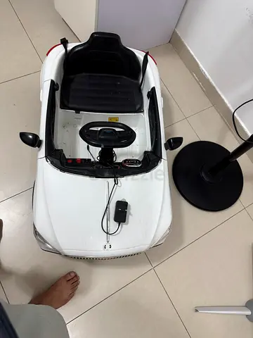 White Electric Ride-On Toy Car for Kids (Battery Powered) - Good Condition