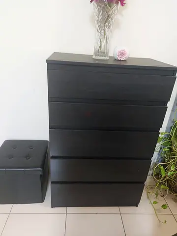 IKEA Black 5-Drawer Chest (Tallboy) - Good Condition