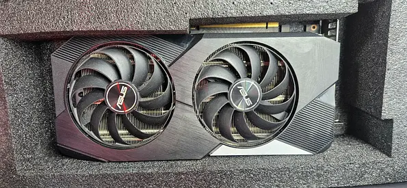 ASUS 3060TI 8GB Dual GeForce RTX graphics card.