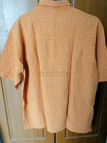 The North Face Light Orange Checked Short-Sleeve Casual Shirt - Size XL