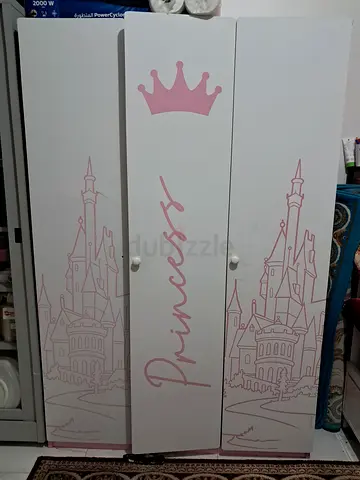 White  Pink Princess Wardrobe - 3-Door Kids Closet