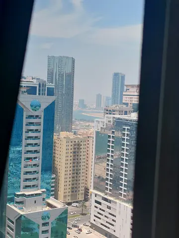 For rent in Al Taawun Sharjah one bedroom hall master room 2 bathrooms central AC free gym and pool