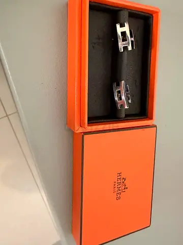 Hermes Cufflinks H Silver with box