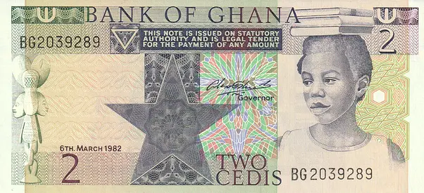 GHANA 2 CEDI BANKNOTE 1982