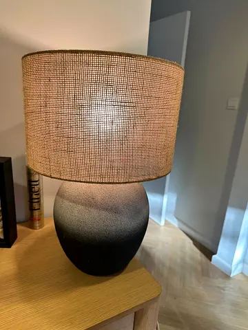 Ceramic Table Lamp with Textured Burlap Shade
