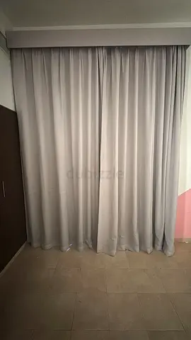 Light grey blackout curtains with pelmet - good condition