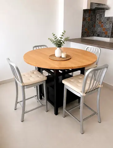 Crate  Barrel Belmont folding dining table + 4 Delta Stools – AED 1,400