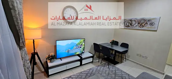 For Rent Monthly A fully furnished One-bedroom Two-bathroom apartment in Al Taawun 1