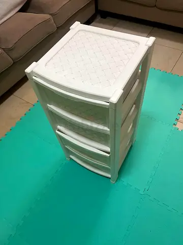 White 4-Drawer Plastic Storage Unit — Compact Organizer