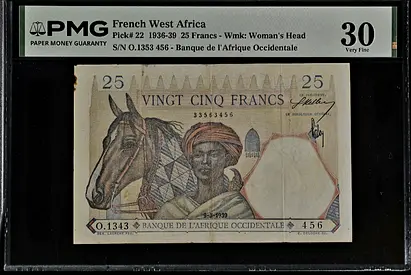 1936 vintage French west africa,certified bill.