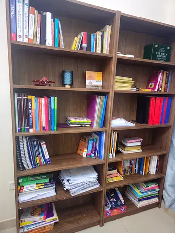 Double Tall Wooden Bookcase / Bookshelf - Good Condition