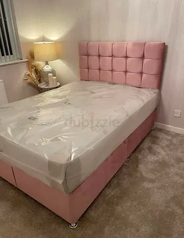 Twin Size bedframe fully customisable in soft Valvet Fabric Storage can be installed