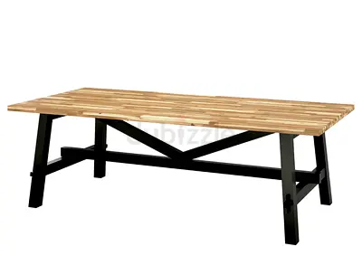 Solid Wood Top Dining Table with Black wood base
