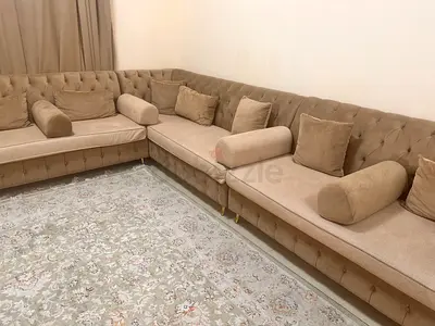 Almost new Arabic style Large L-shaped Tufted Beige big Sofa - perfect condition only used 6 months