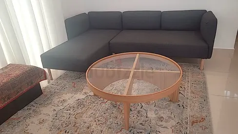 IKEA STOCKHOLM 2025 Round Coffee Table - Oak + Glass